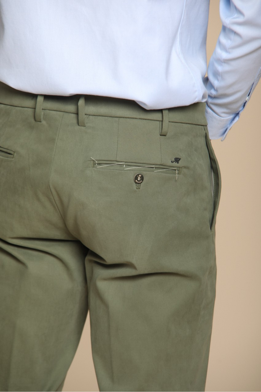 New York Time 1 Pinces pantalone chino uomo in gabardina tinto pezza regular fit