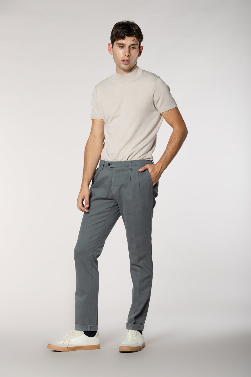New York Time 2 Pinces pantalone chino uomo in cotone lana regular fit