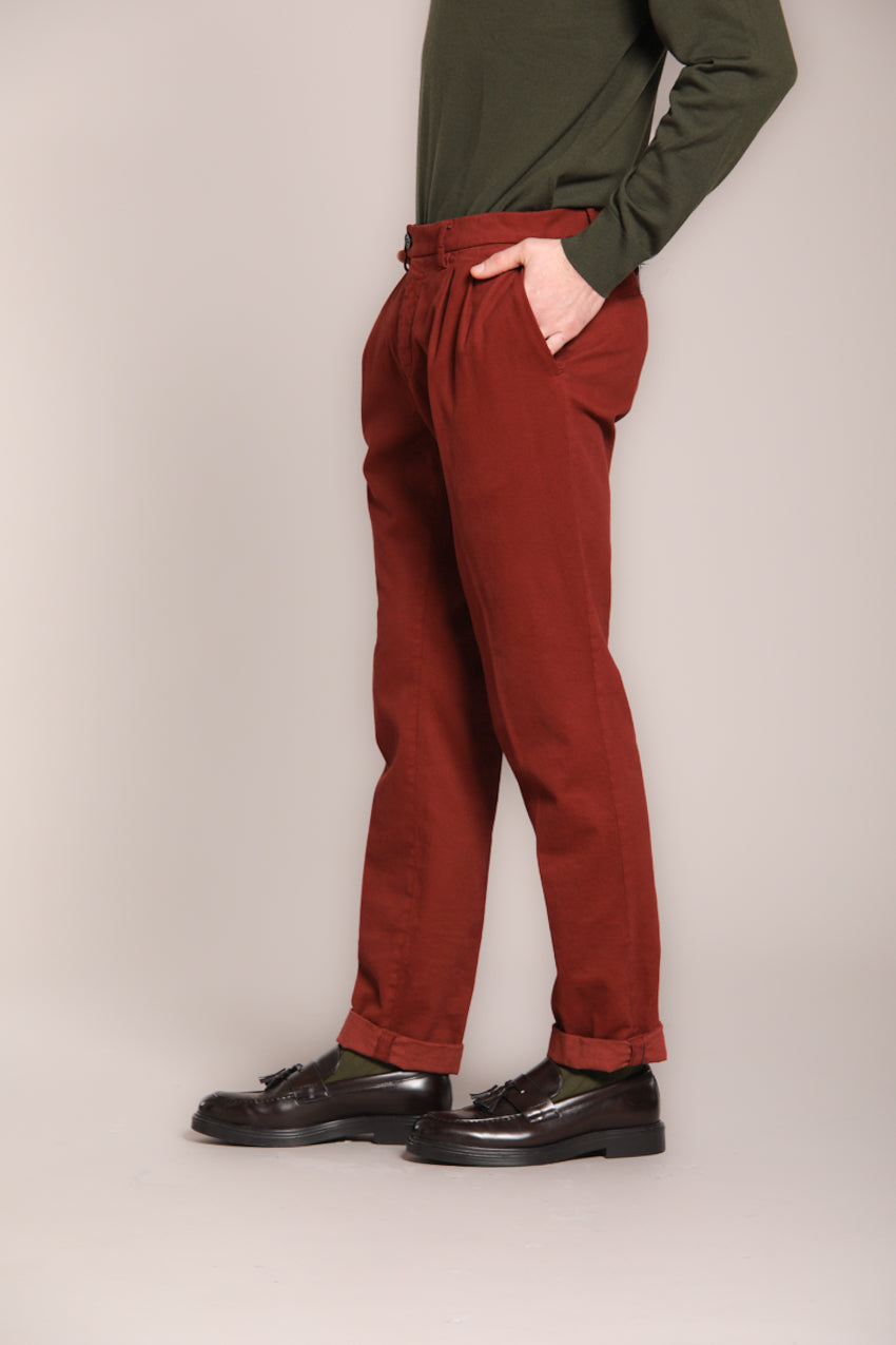 Foto 6 New York Time 2 Pinces pantalone chino uomo in cotone lana regular fit