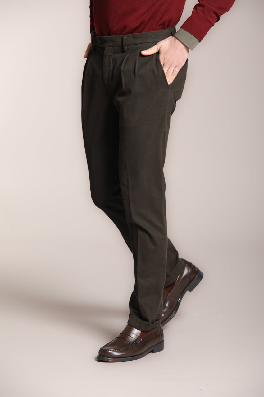 Foto 5 New York Time 2 Pinces pantalone chino uomo in cotone lana regular fit