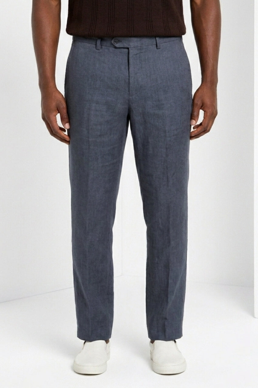 New York Icon Flex pantalón chino hombre en twill lino y algodón regular fit