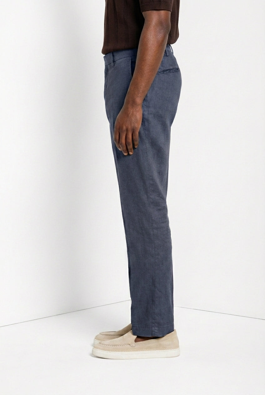 New York Icon Flex pantalón chino hombre en twill lino y algodón regular fit