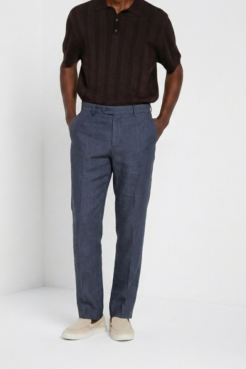 New York Icon Flex pantalón chino hombre en twill lino y algodón regular fit