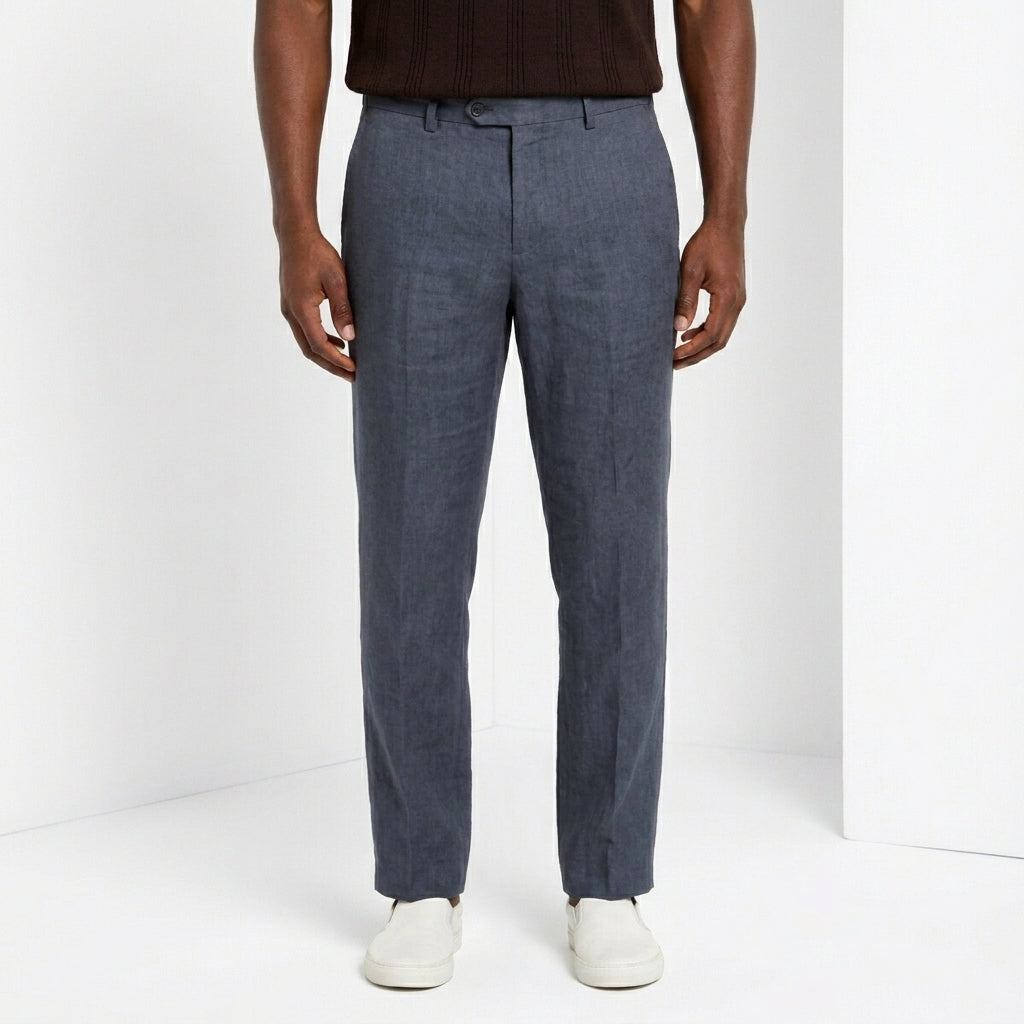 New York Icon Flex pantalone chino uomo in twill lino e cotone regular fit