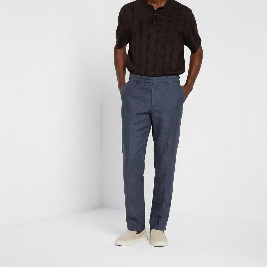 New York Icon Flex pantalone chino uomo in twill lino e cotone regular fit