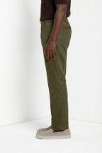 New York Icon Flex pantalón chino hombre en sarga de lino y algodón regular fit