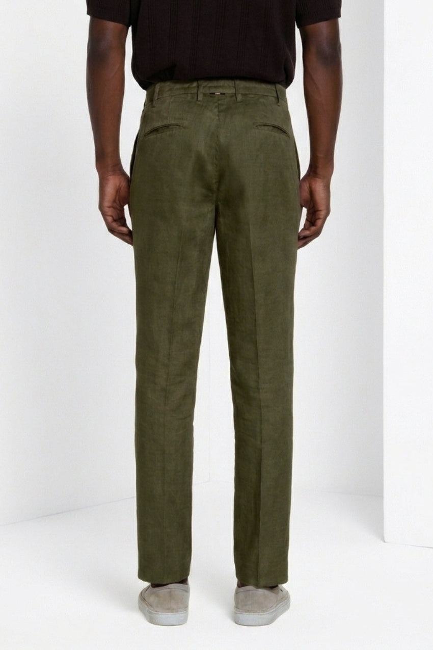 New York Icon Flex pantalón chino hombre en sarga de lino y algodón regular fit