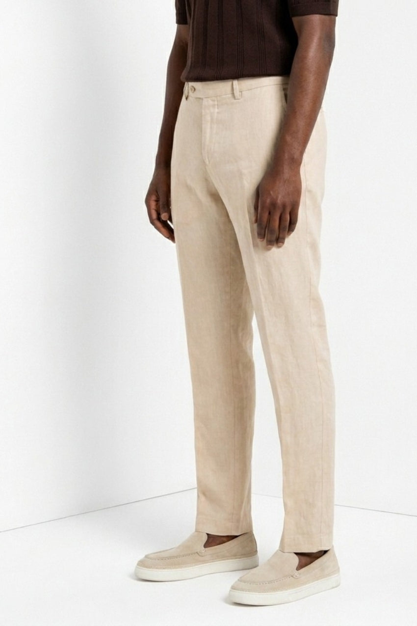 New York Icon Flex pantalón chino hombre de sarga de lino y algodón regular fit