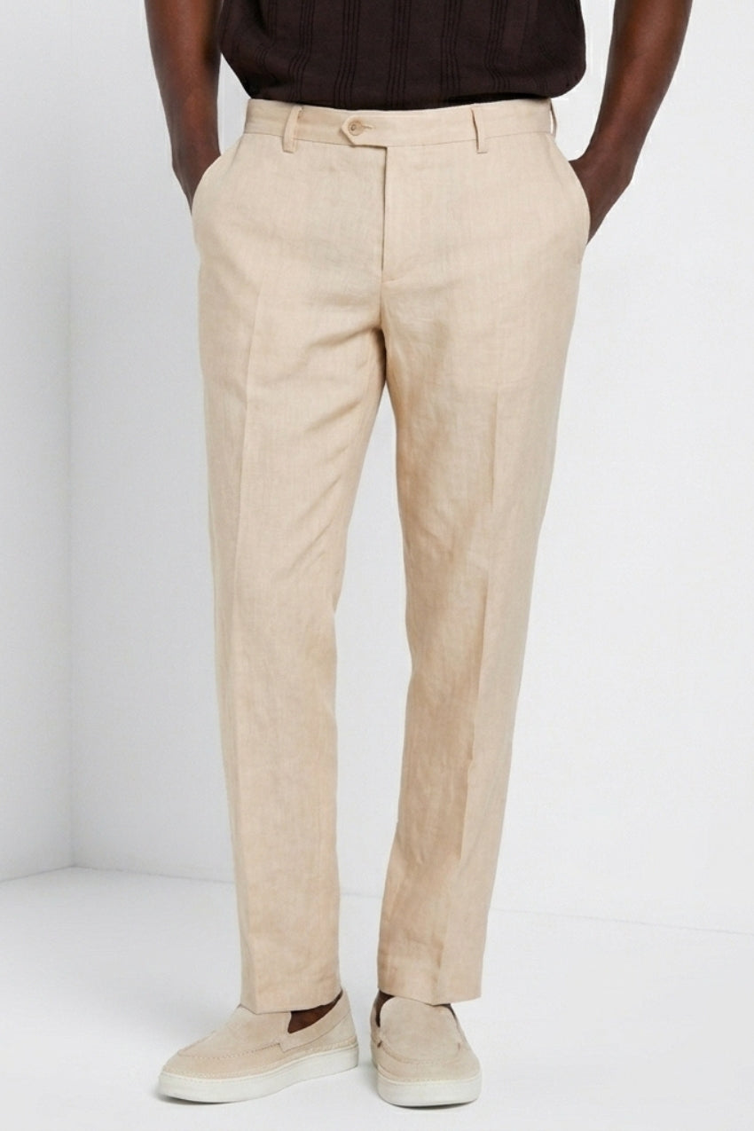 New York Icon Flex pantalón chino hombre de sarga de lino y algodón regular fit