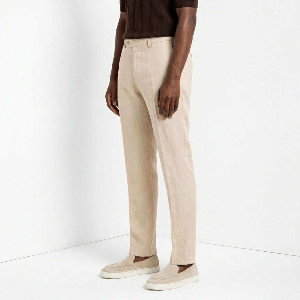 New York Icon Flex pantalone chino uomo in twill lino e cotone regular fit