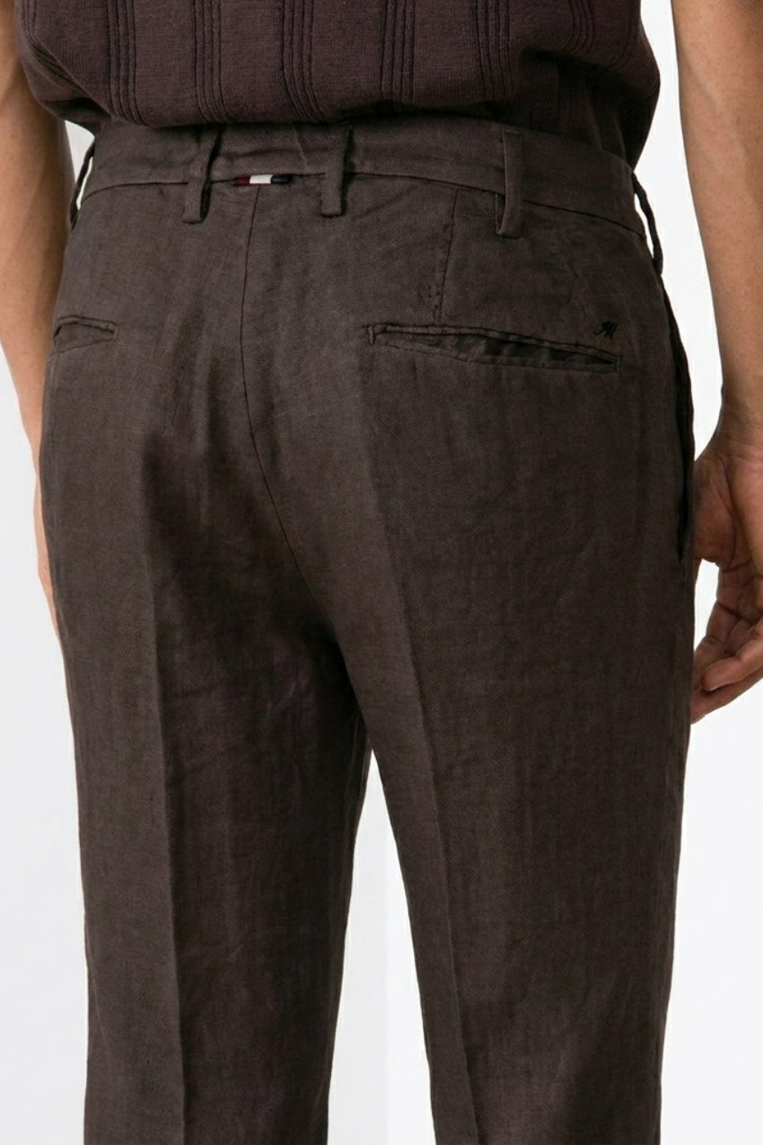 New York Icon Flex pantalón chino hombre en twill lino y algodón regular fit
