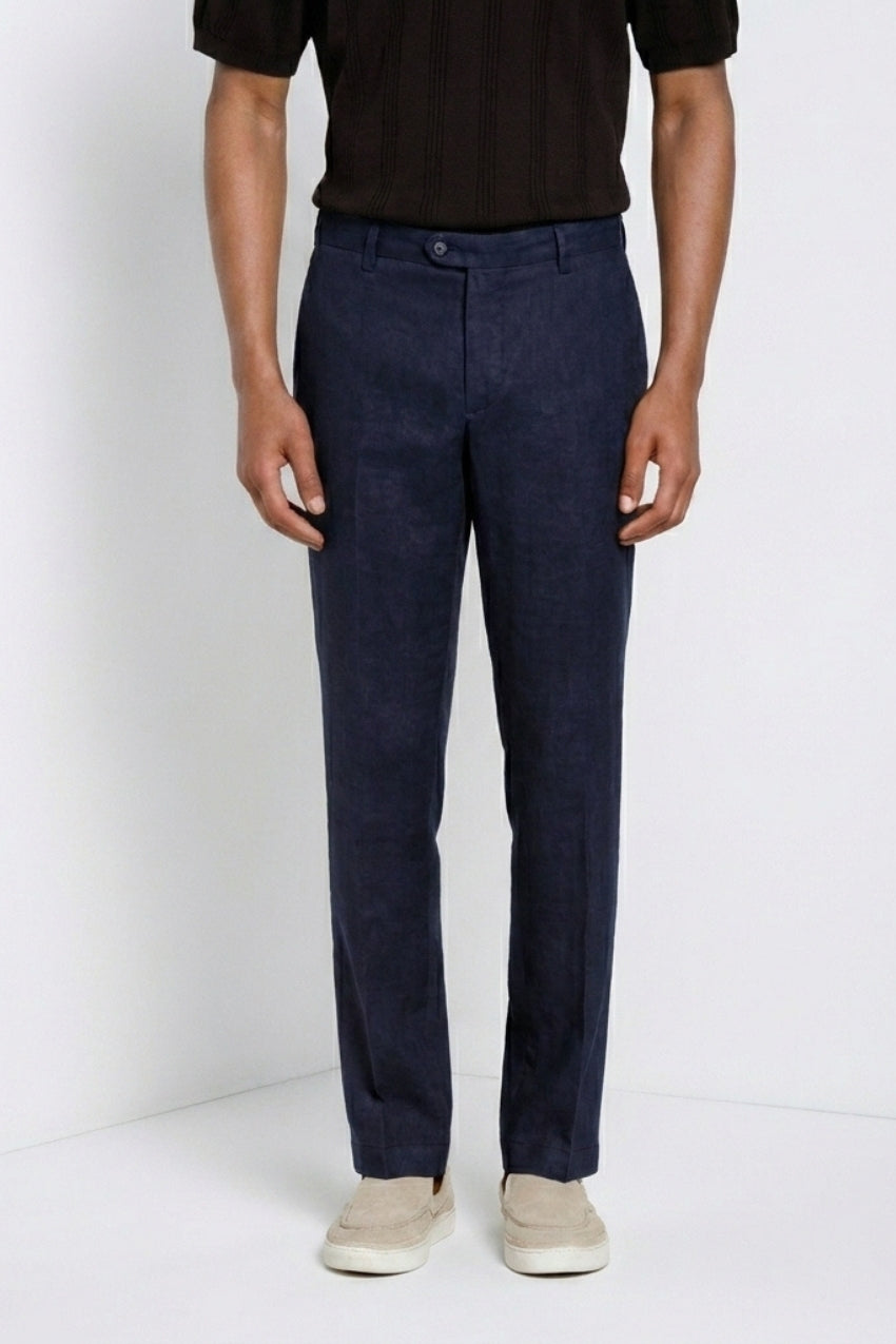 New York Icon Flex pantalón chino hombre en sarga de lino y algodón regular fit