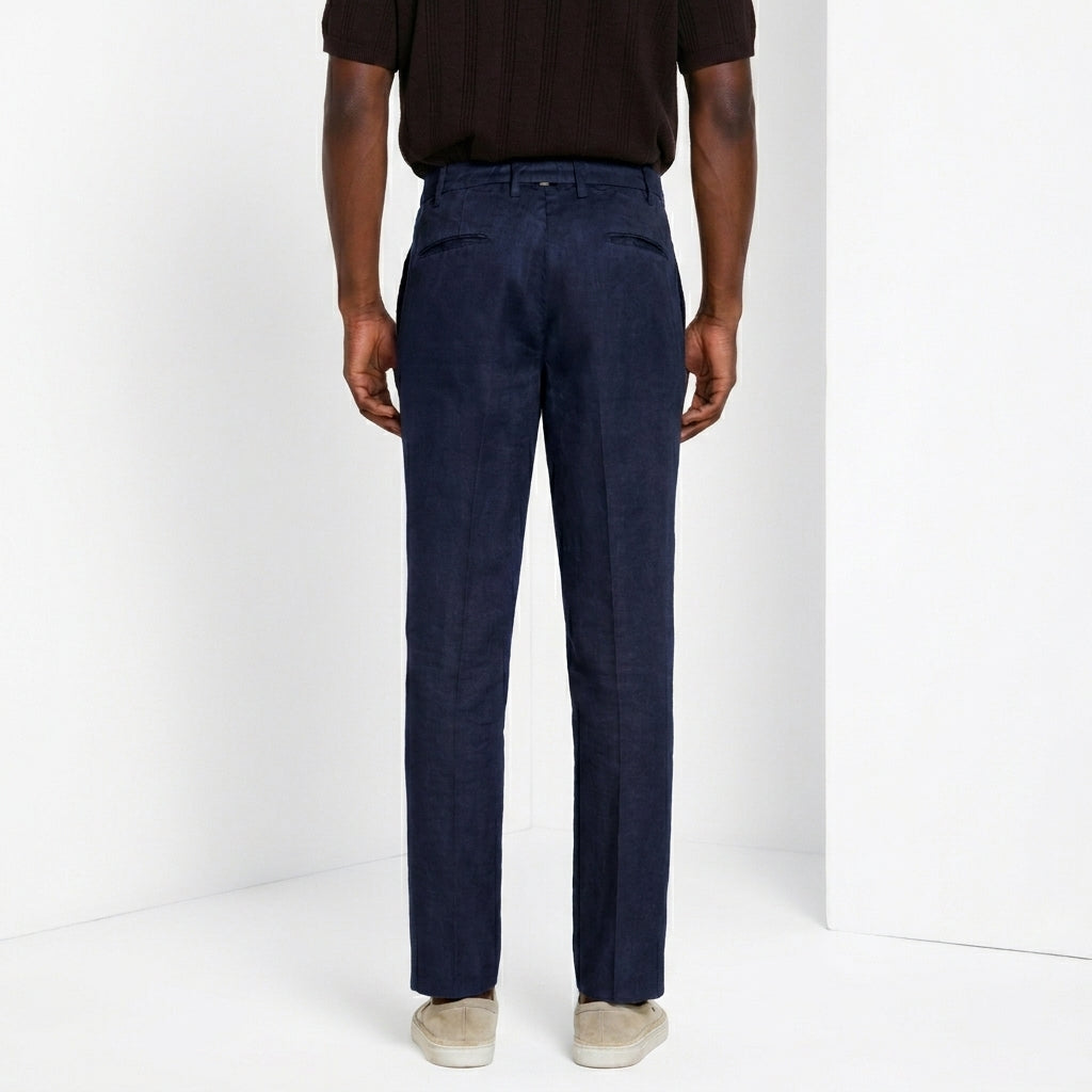 New York Icon Flex pantalone chino uomo in twill lino e cotone regular fit