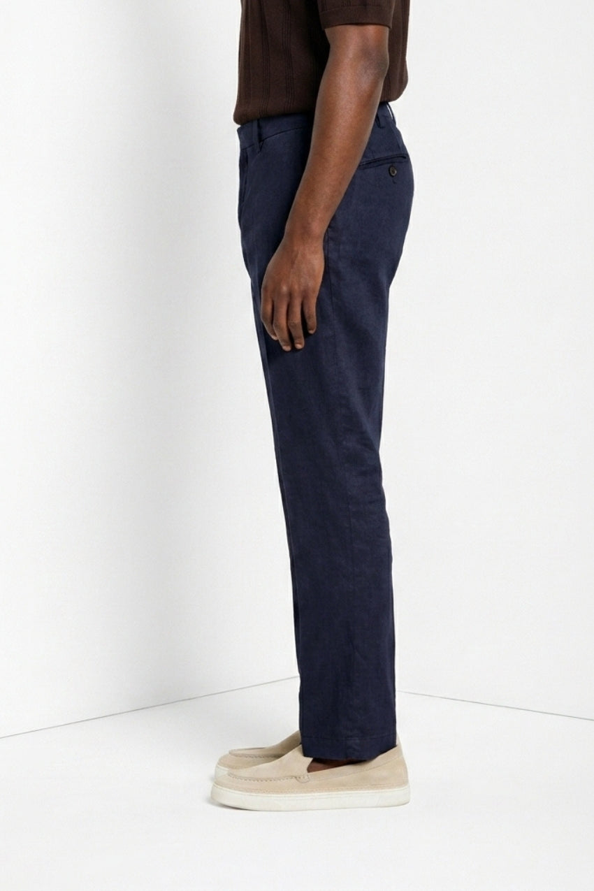 New York Icon Flex pantalón chino hombre en sarga de lino y algodón regular fit