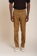 New York Icon Flex pantalón chino hombre en sarga de lino y algodón regular fit
