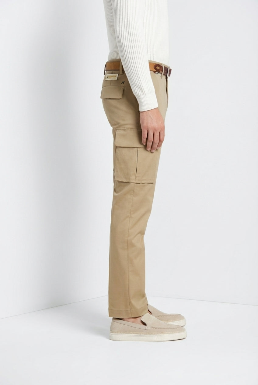 Chile Royal pantalón cargo hombre gabardina teñido en prenda regular fit
