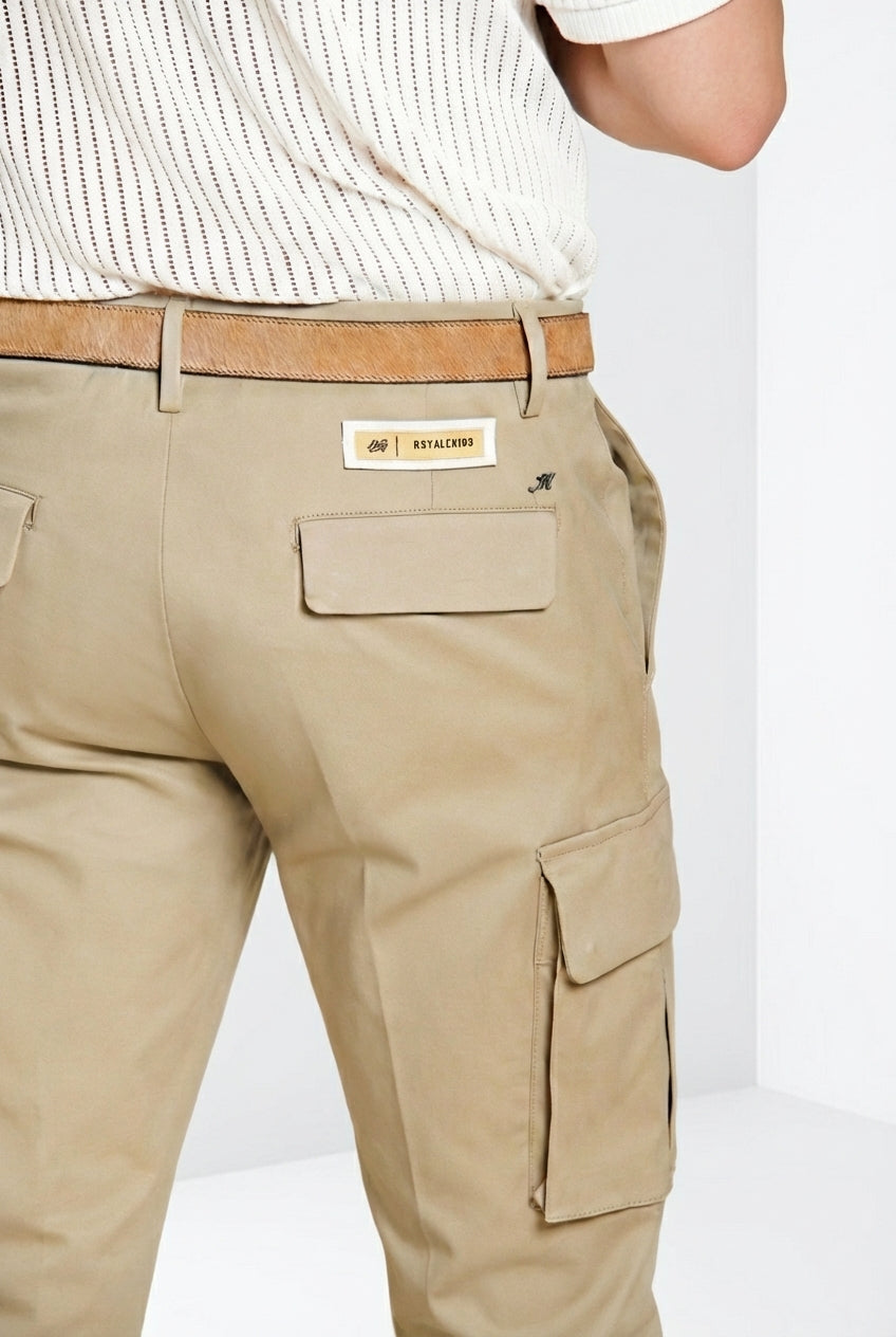 Chile Royal pantalón cargo hombre gabardina teñido en prenda regular fit