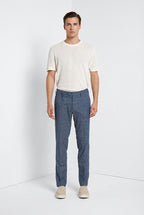 New York pantalón chino hombre en micromotivo pata de gallo teñido en hilo regular fit