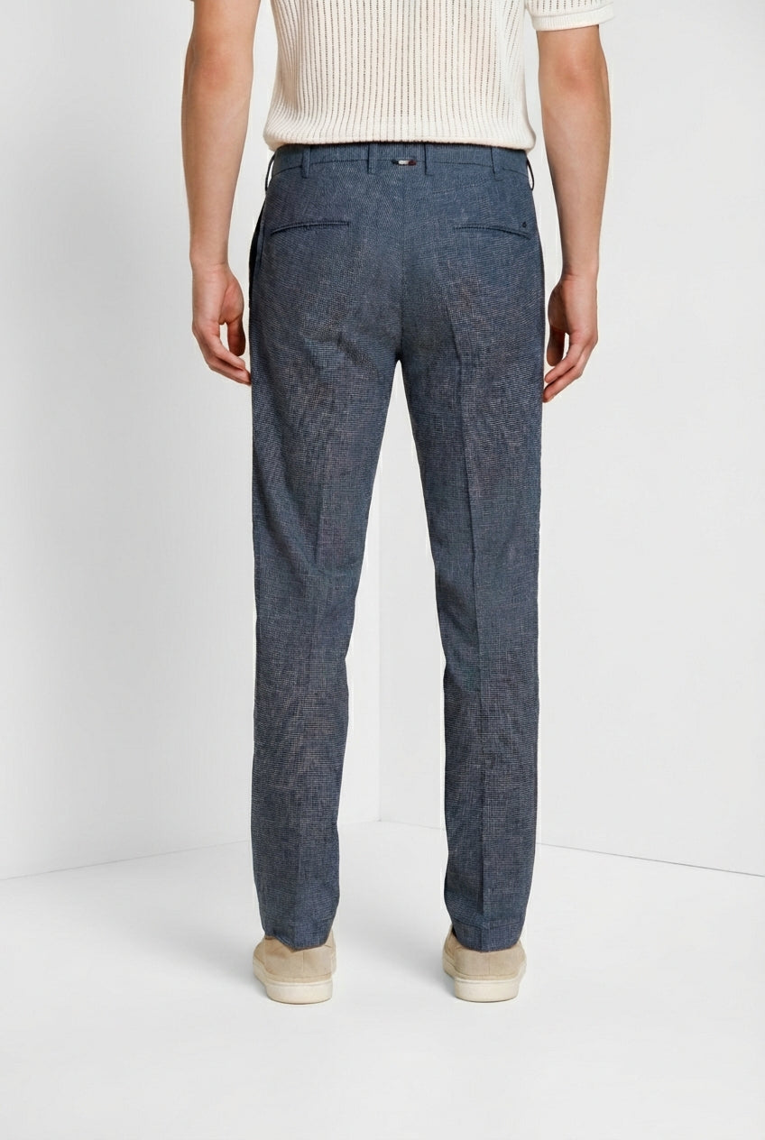 New York pantalón chino hombre en micromotivo pata de gallo teñido en hilo regular fit