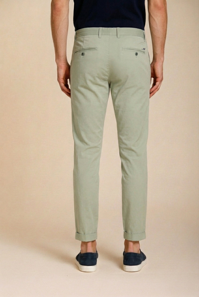 Milano pantalone chino uomo in gabardina stretch extra slim fit ①