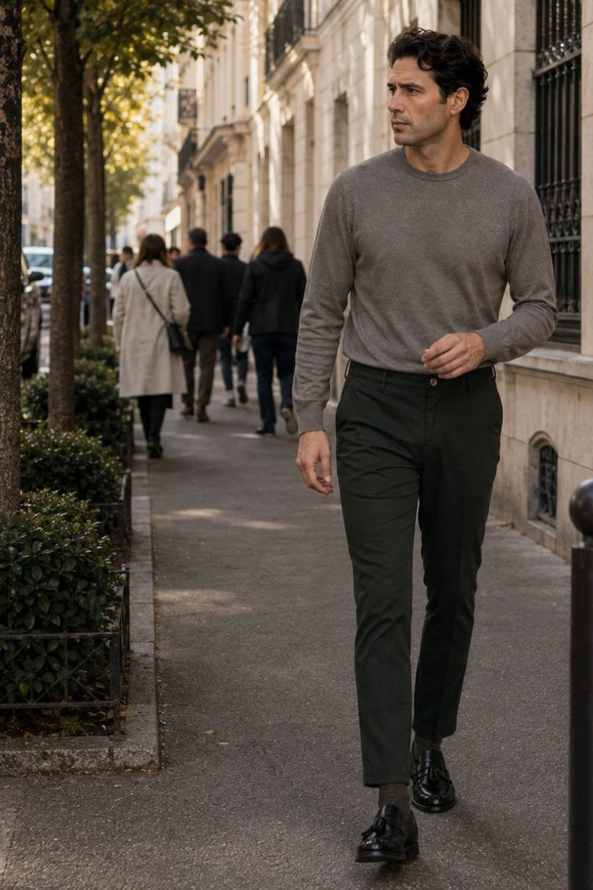 Milano pantalón chino hombre en gabardina stretch extra slim fit ①