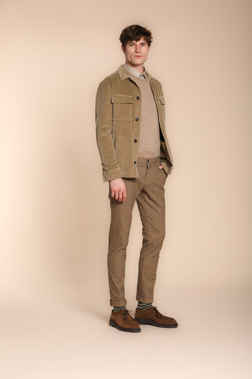 Foto 3 Milano pantalone chino uomo in gabardina stretch con microfantasia extra slim fit