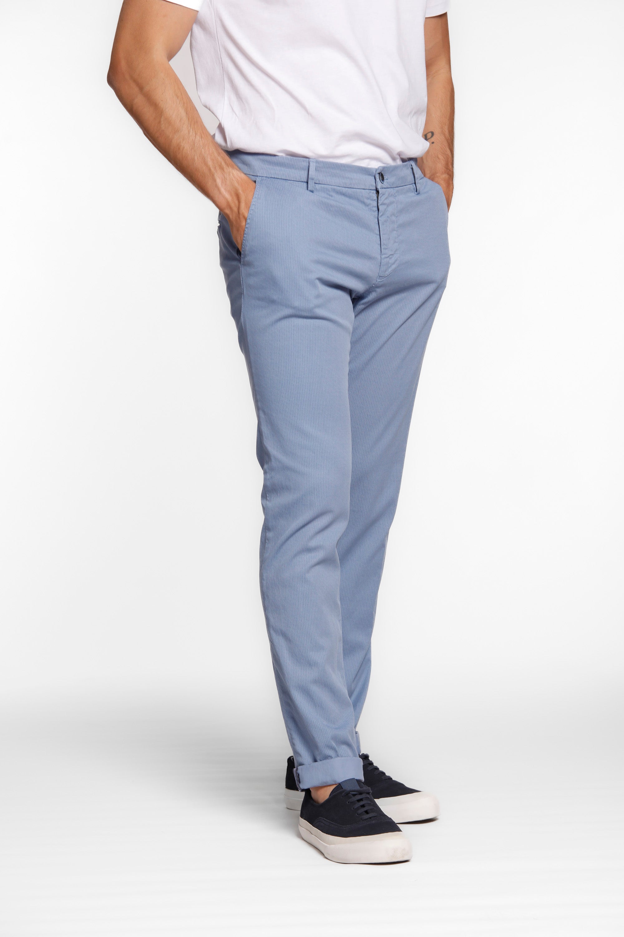 Milano Style pantalone chino uomo in twill e tencel microstampa extra slim