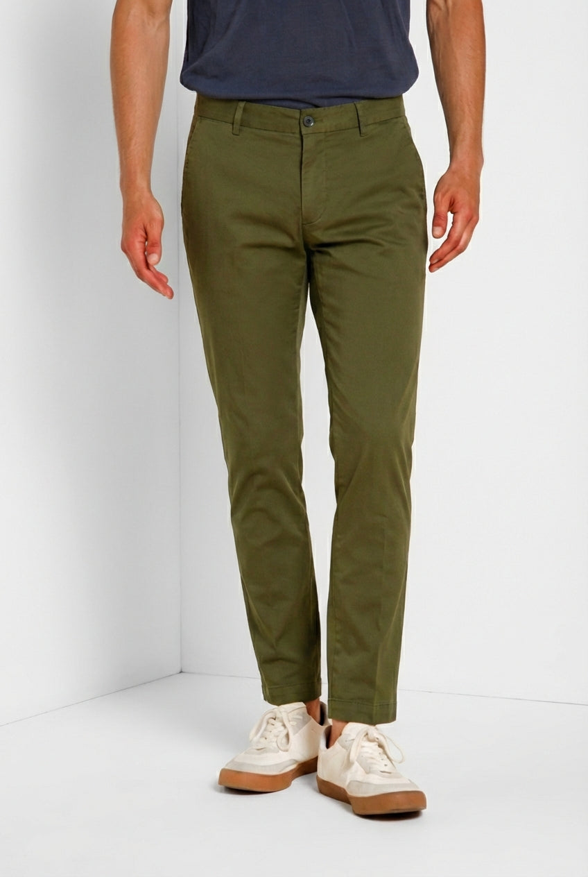 Milano pantalon chino homme en gabardine stretch extra slim fit ①