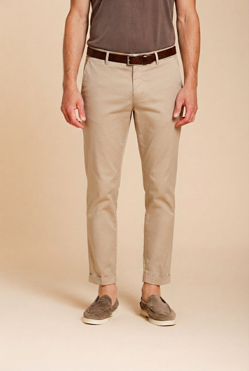 Milano pantalone chino uomo in gabardina stretch extra slim fit ①