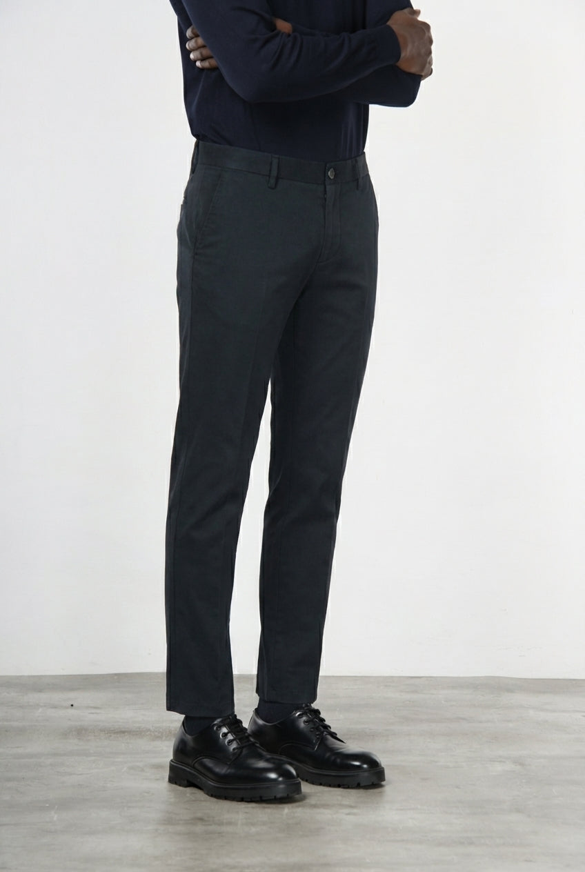 Milano chino pants for men in stretch gabardine, extra slim fit ①