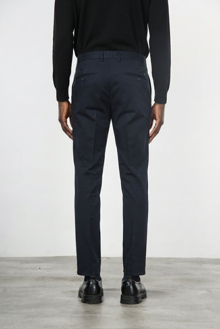 Milano chino pants for men in stretch gabardine, extra slim fit ①