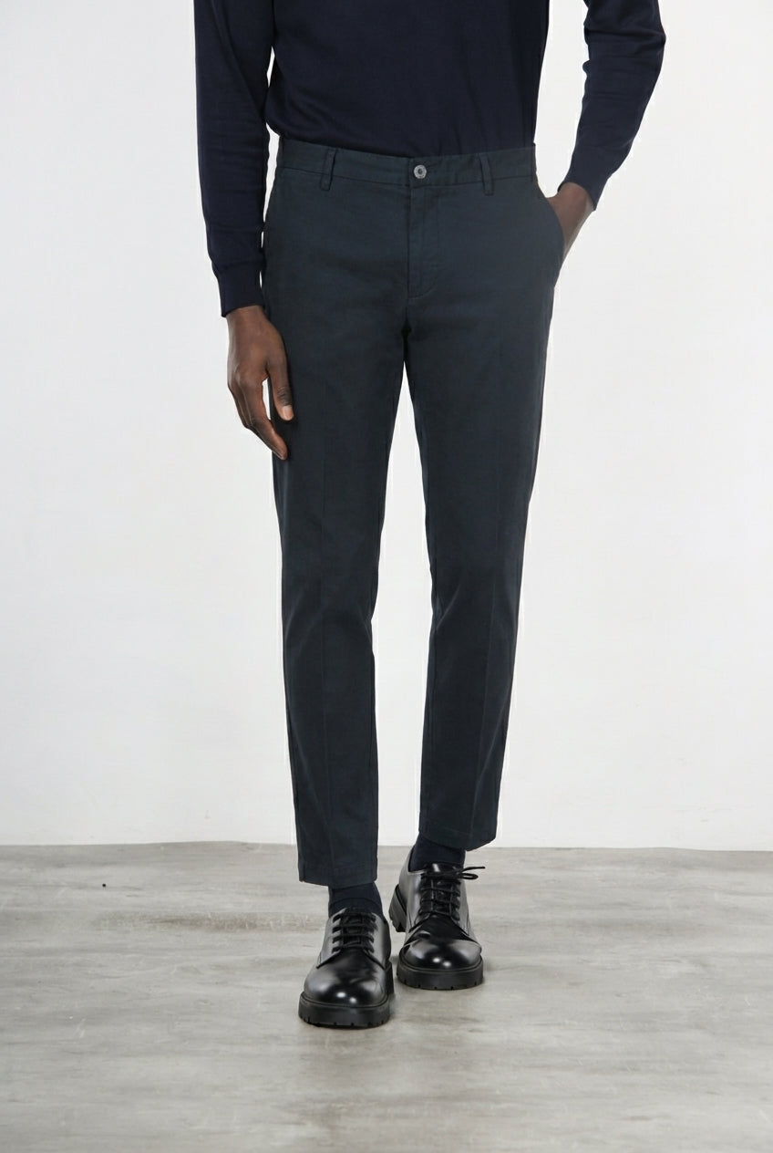 Milano chino pants for men in stretch gabardine, extra slim fit ①