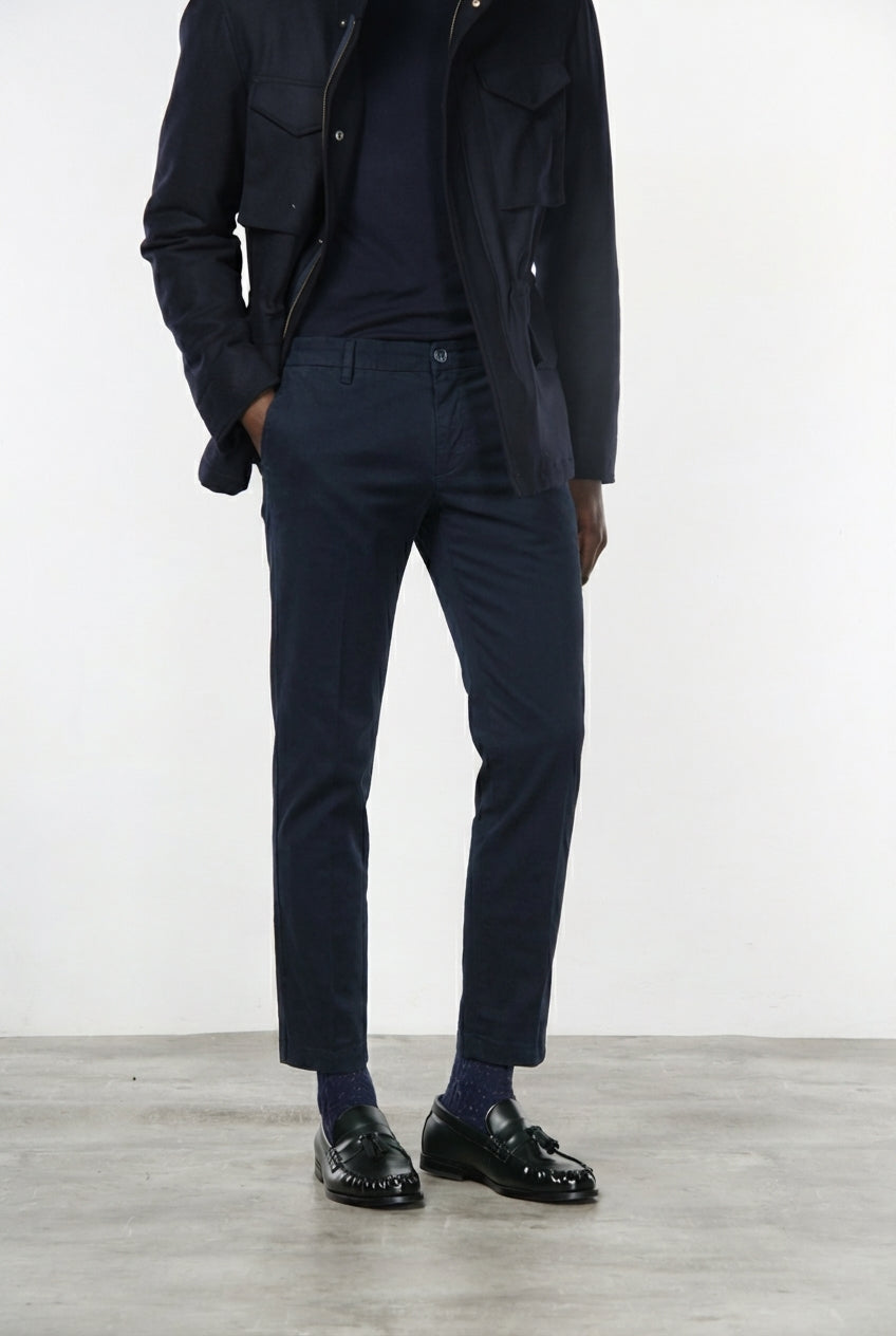 Milano men’s chino trousers in stretch gabardine extra slim fit ①
