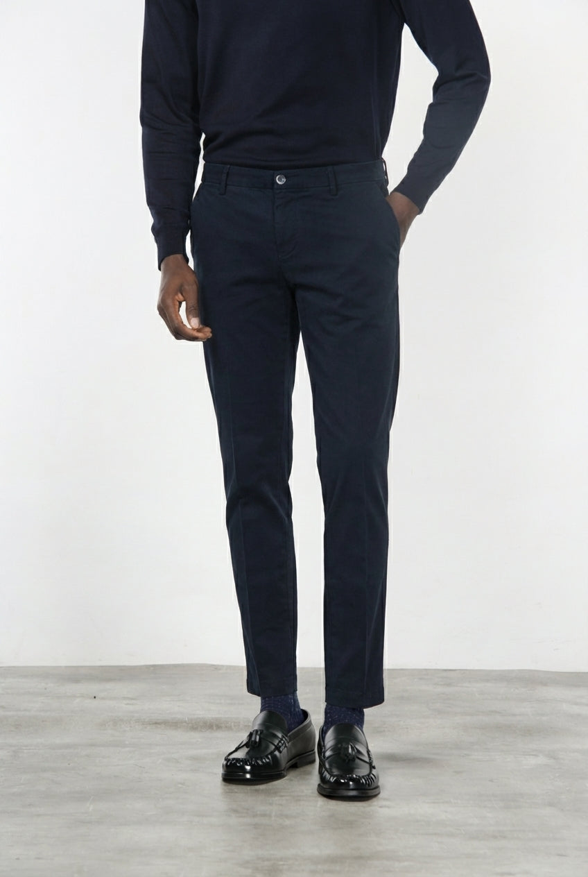Milano men’s chino trousers in stretch gabardine extra slim fit ①