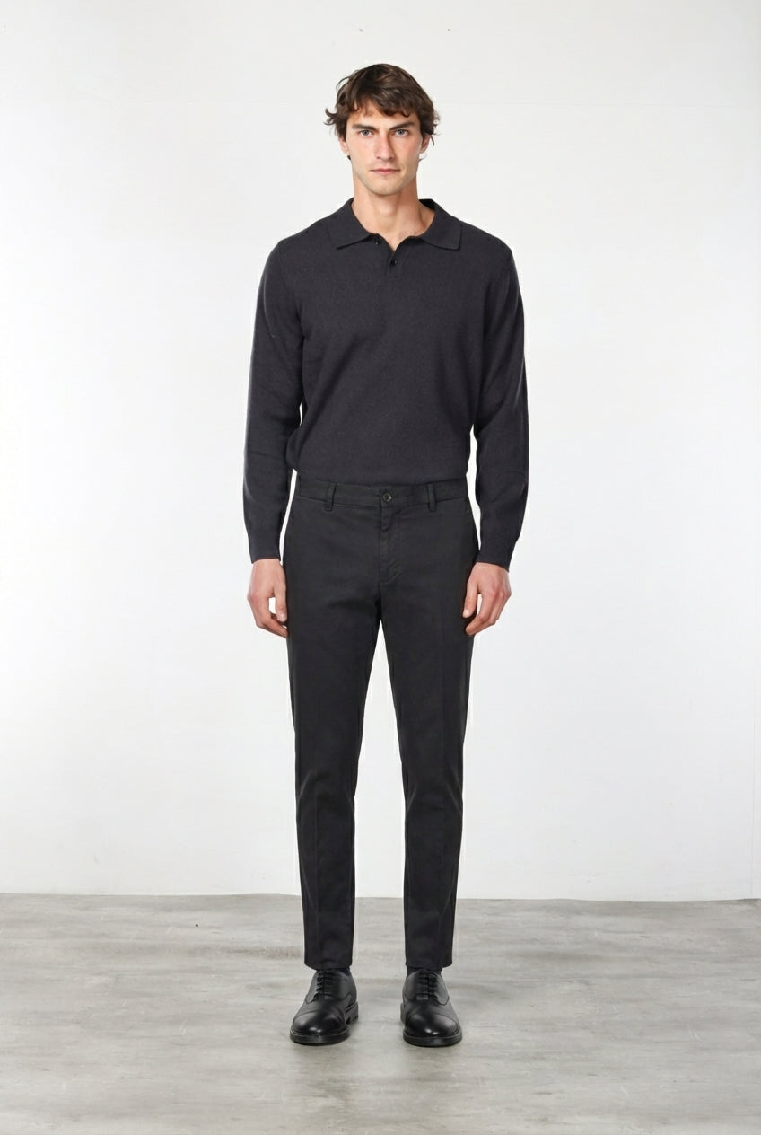 Milano pantalone chino uomo in gabardina stretch extra slim fit ①