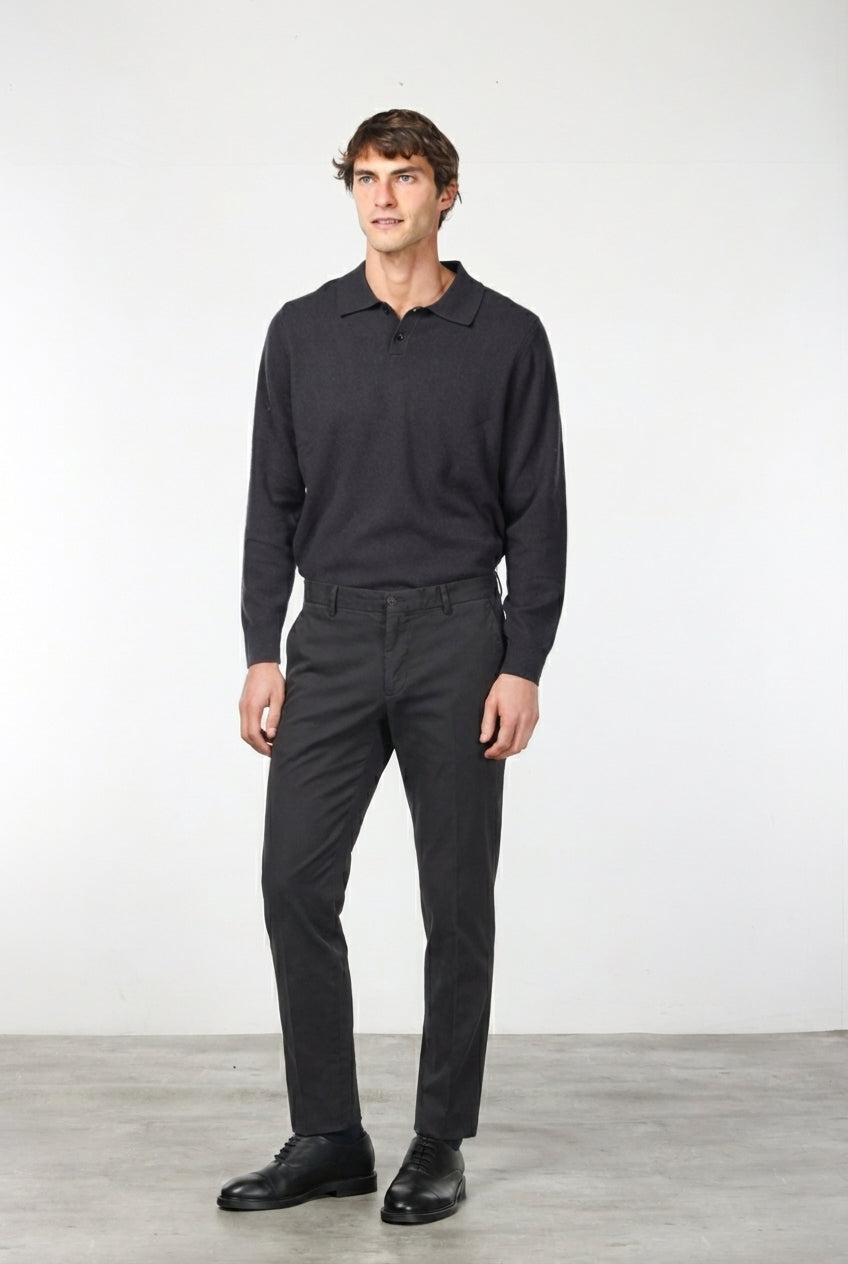 Milano pantalone chino uomo in gabardina stretch extra slim fit ①