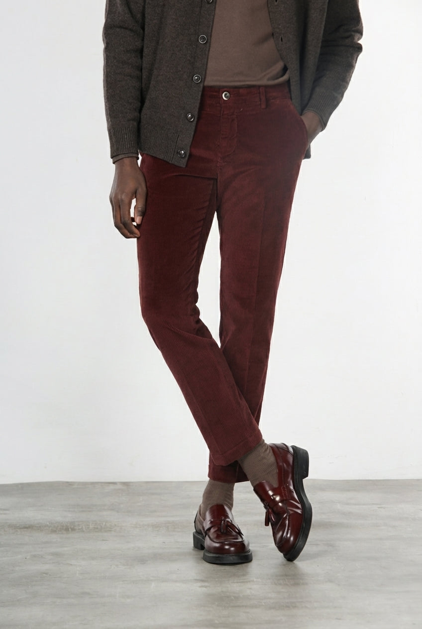 Milano pantalone chino uomo in velluto 500 righe extra slim fit ①