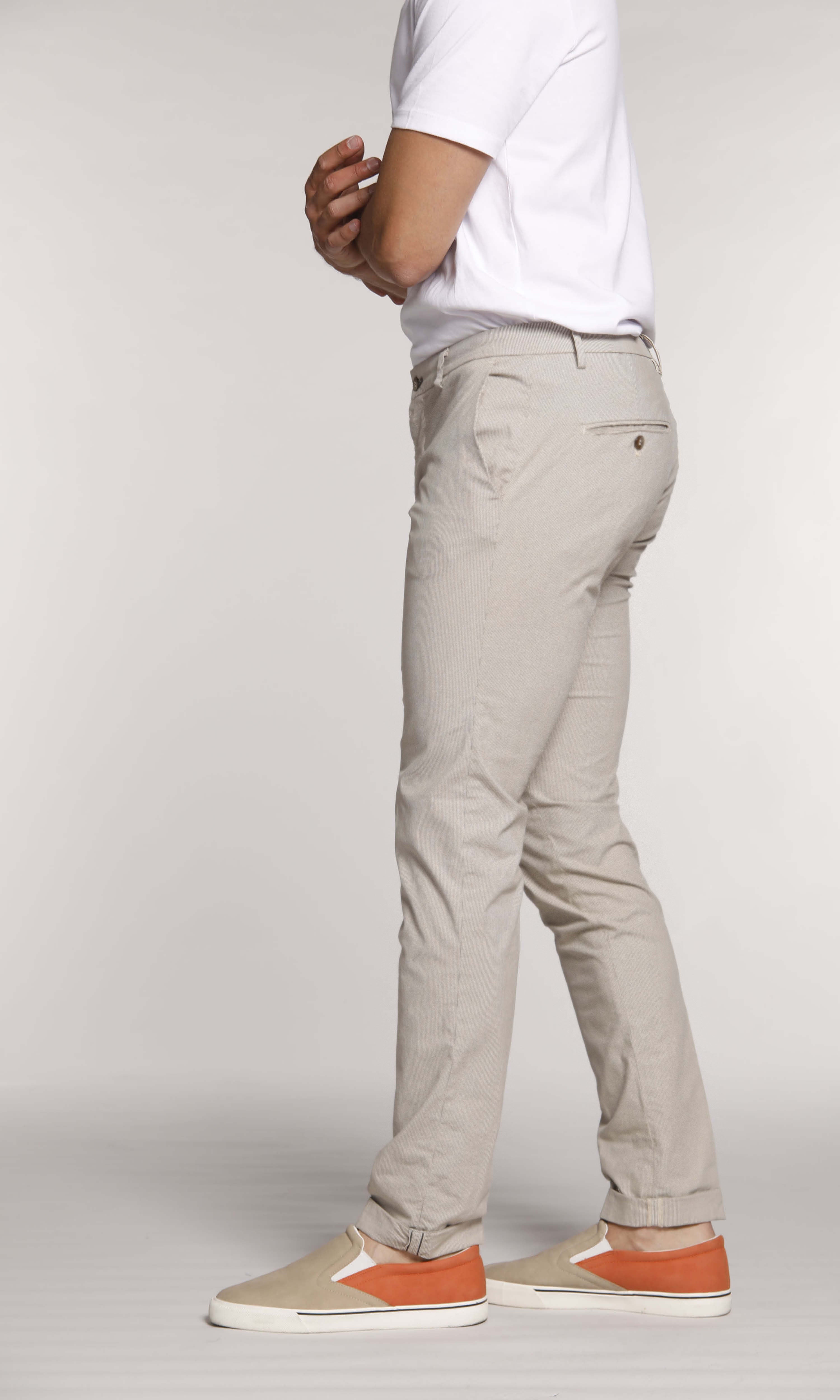 Milano Limited man chino pants in cotton and tencel with stripes pattern extra slim