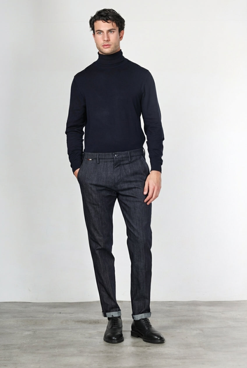 Osaka pantalone chino uomo in denim stretch carrot fit