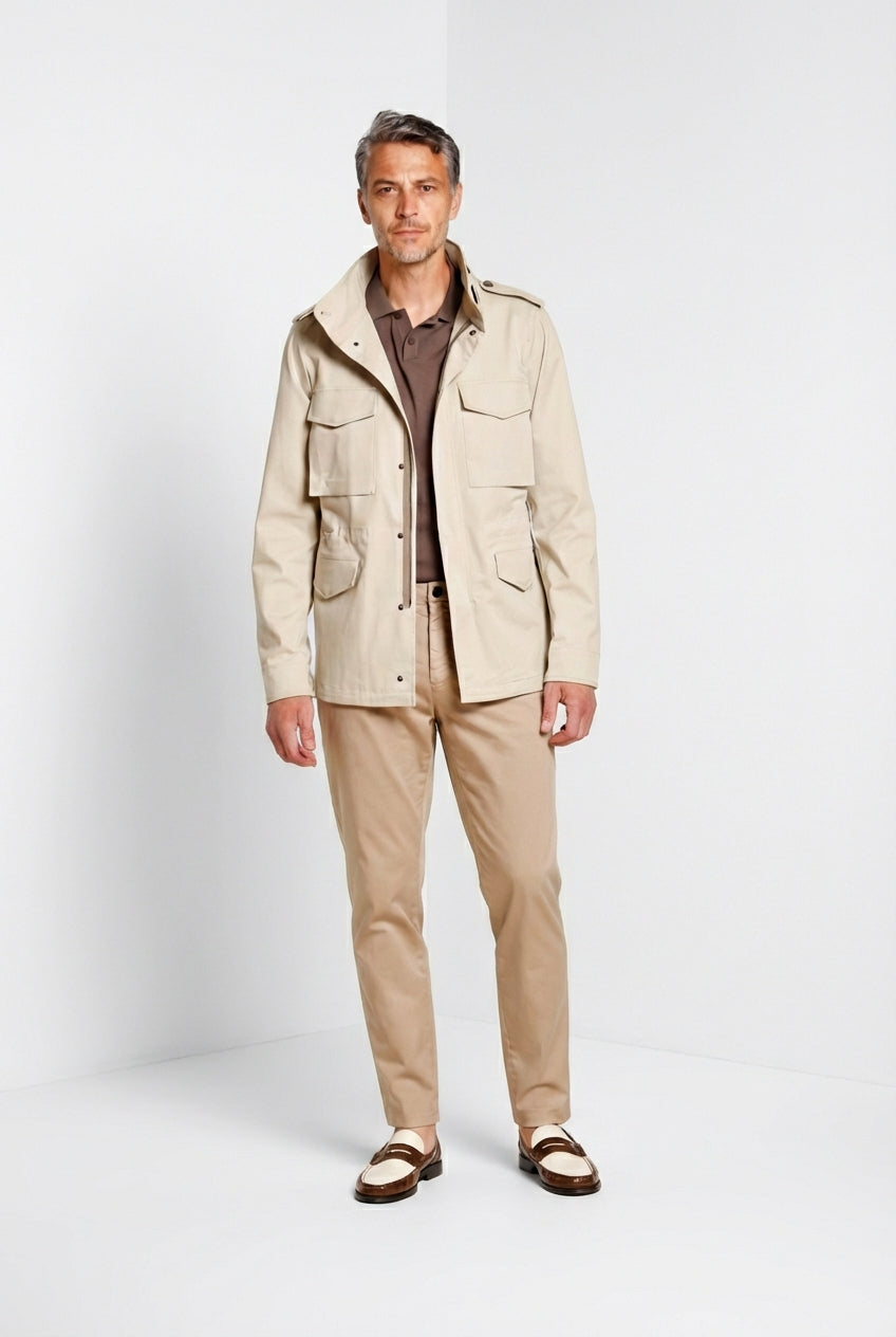 Osaka pantalón chino hombre en tricotina fina de algodón y lyocell carrot fit