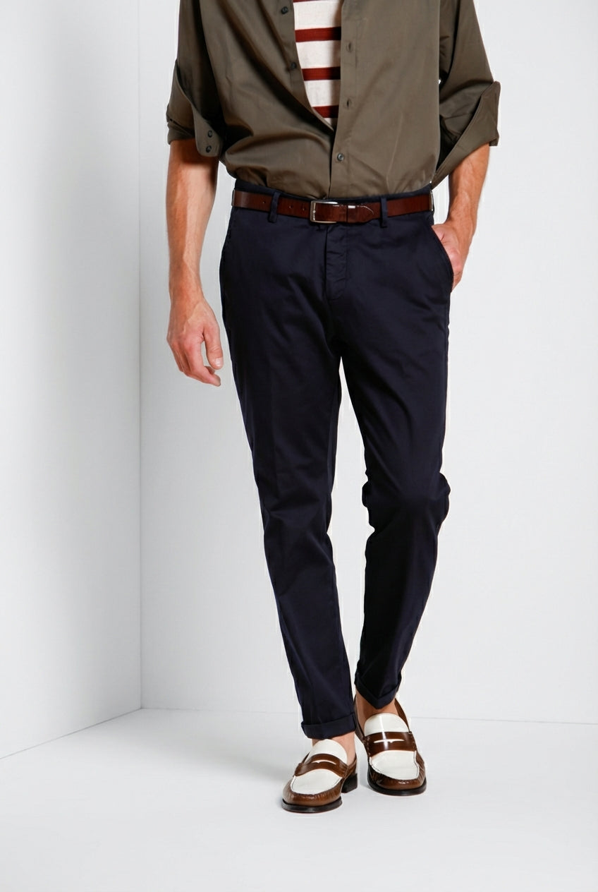 Osaka Herren Chino Hose aus feiner Trikotine aus Baumwolle und Lyocell carrot fit