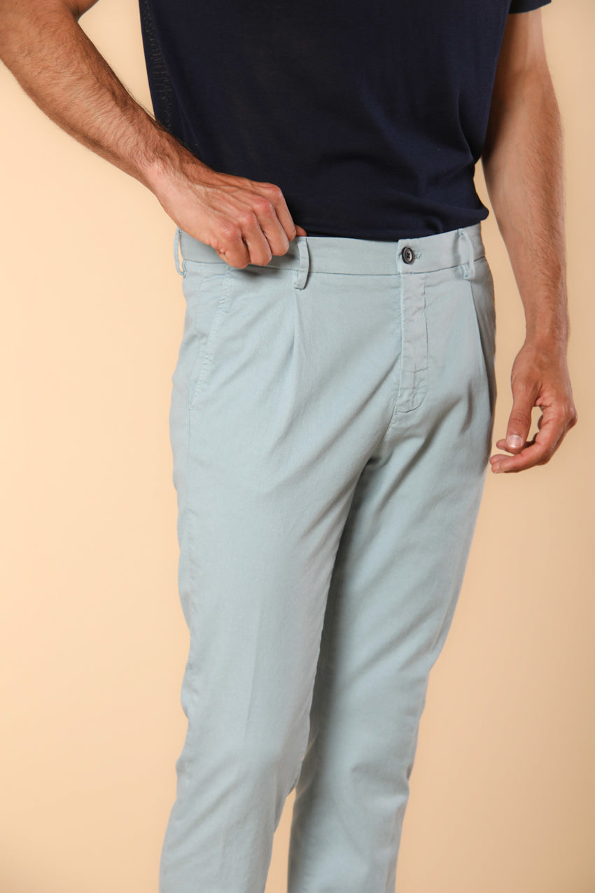 Osaka 1 Pinces pantalon chino homme en twill de coton et lyocell coupe Carrot