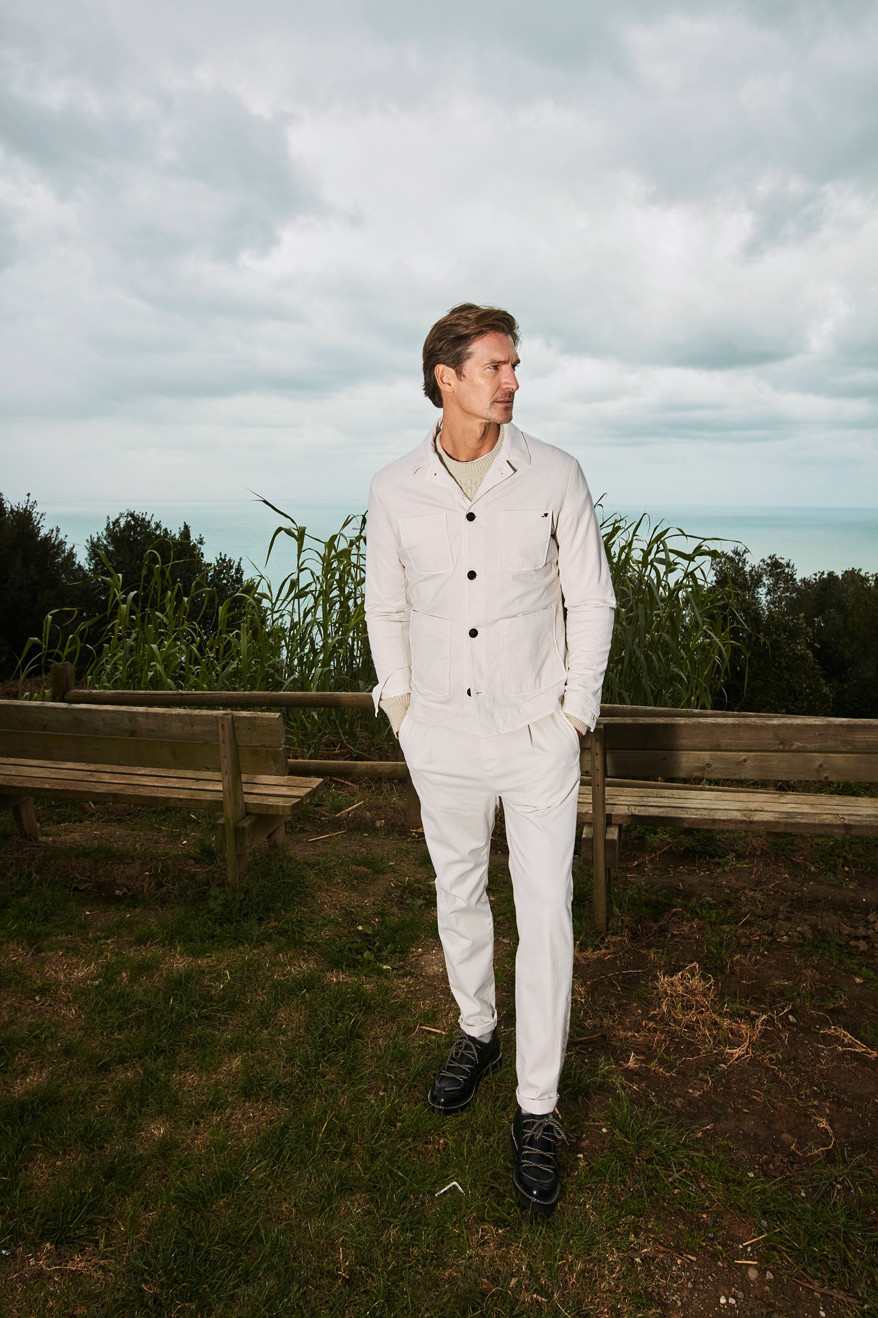 Osaka 1 Pinces Herren Chinohose aus Baumwolle-Wolle Carrot Fit