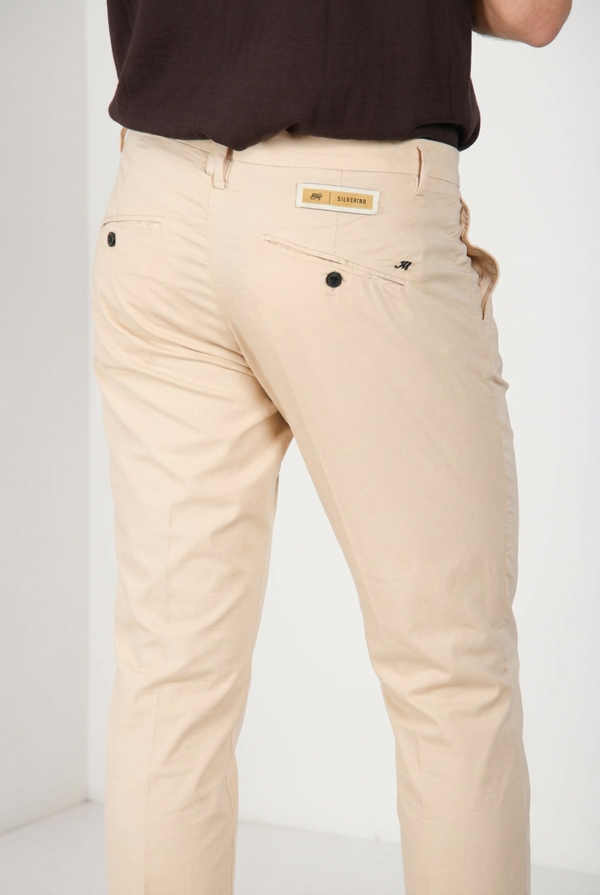Osaka 1 Pinces pantalone chino uomo in raso di cotone e seta carrot fit ①