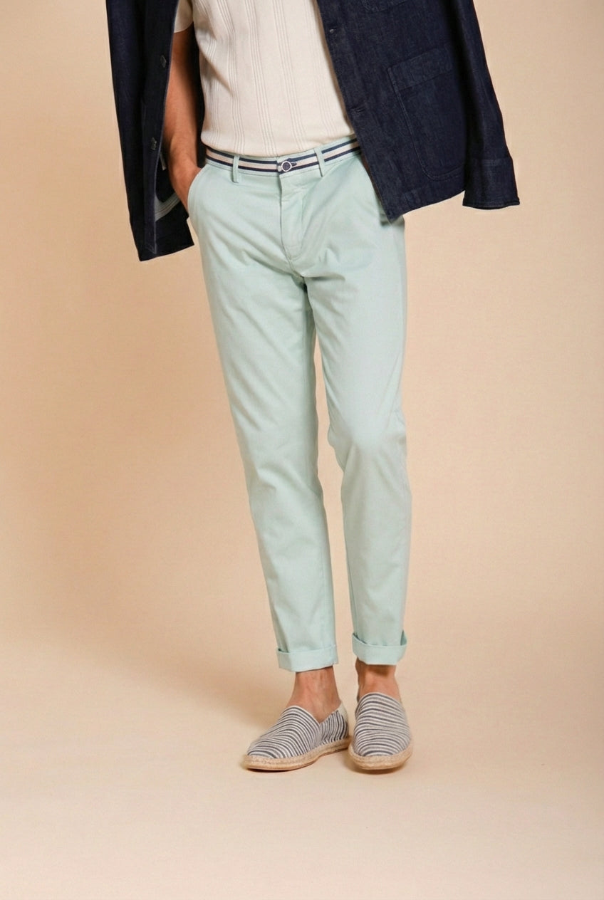 Torino Summer men's chino pants in cotton and lyocell twill slim fit