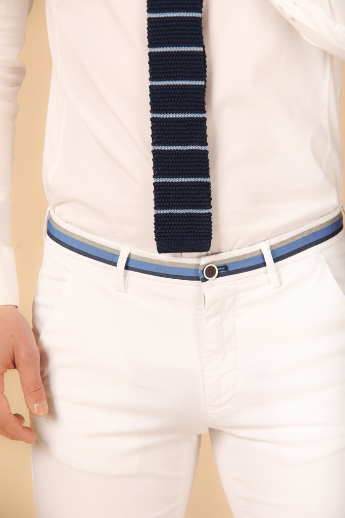 immagine 4 di pantalone chino uomo modello Torino Summer in bianco slim fit di Mason's
