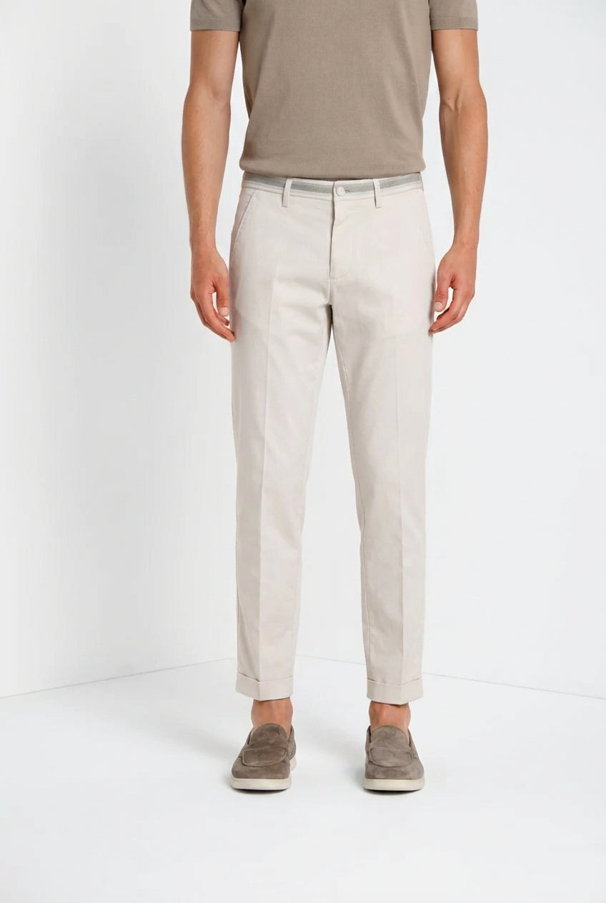 Torino Summer men's chino pants in cotton and lyocell twill slim fit