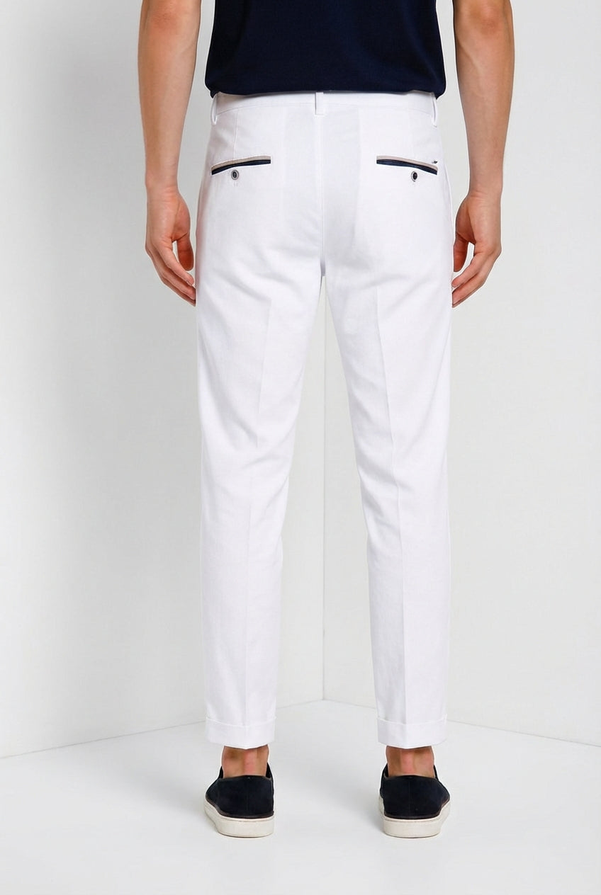 Torino Summer pantalón chino hombre en twill de algodón y lyocell slim fit