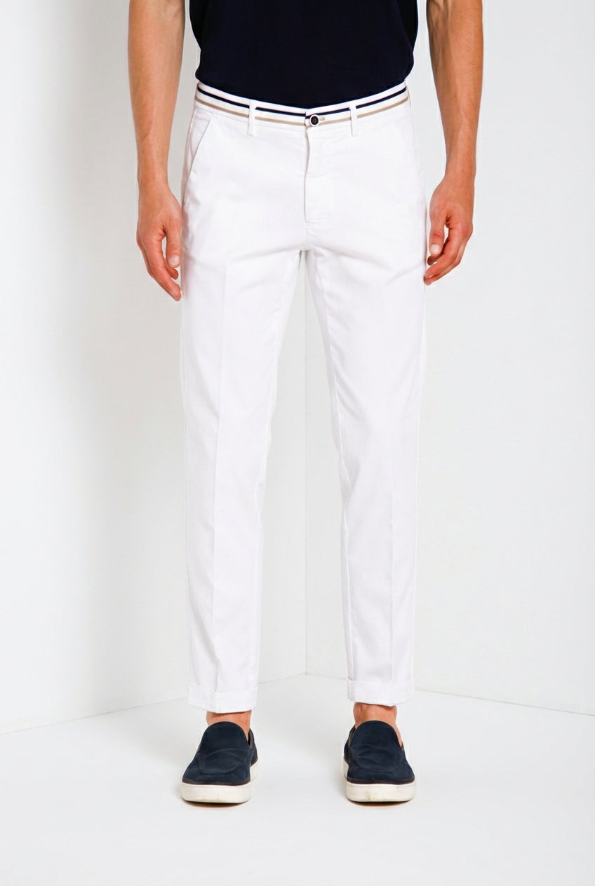 Torino Summer pantalón chino hombre en twill de algodón y lyocell slim fit