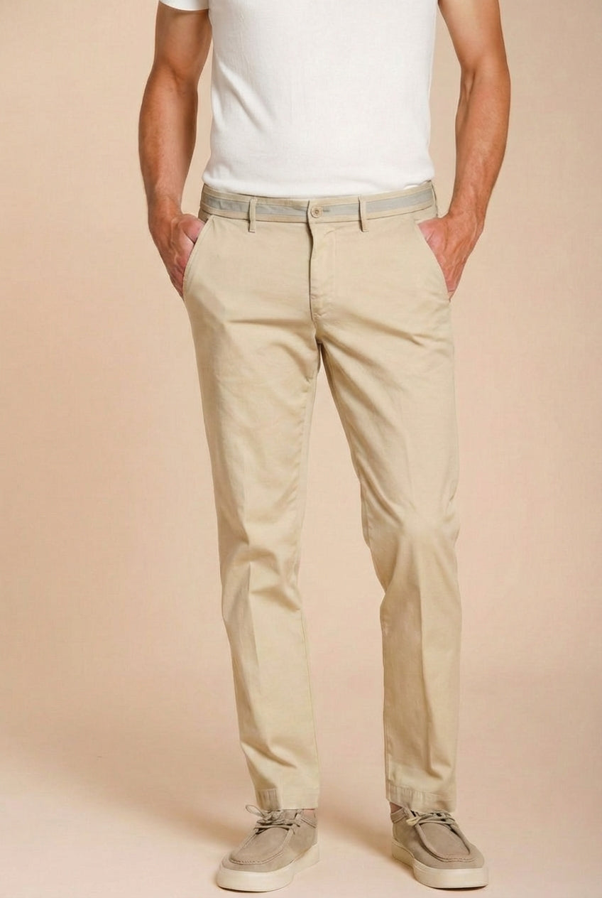 Torino University men's chino pants in stretch satin slim fit